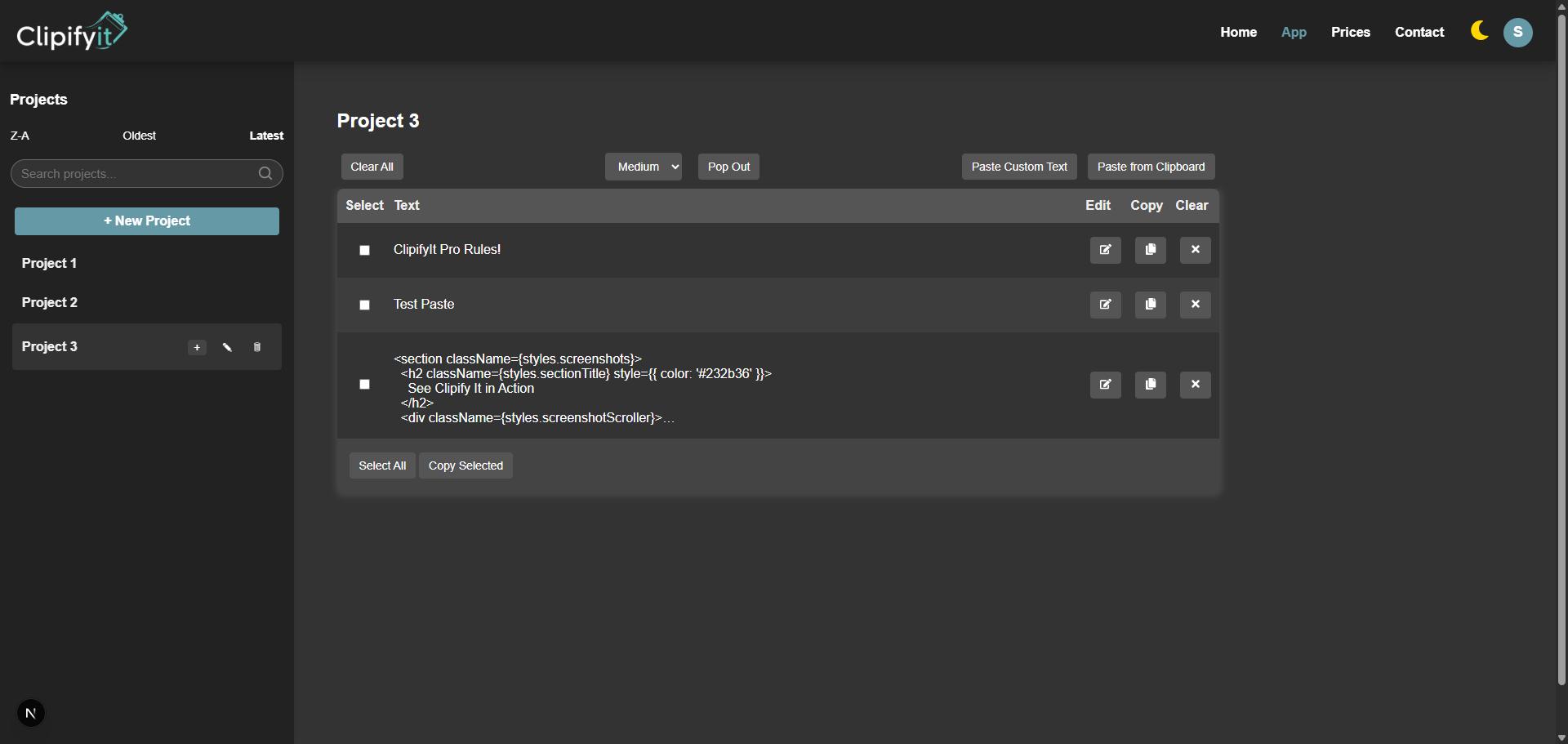 Save snippets in one keystroke